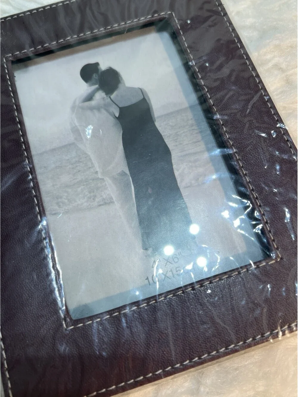 2 Brown Leather Photo Frames 4”x 6”